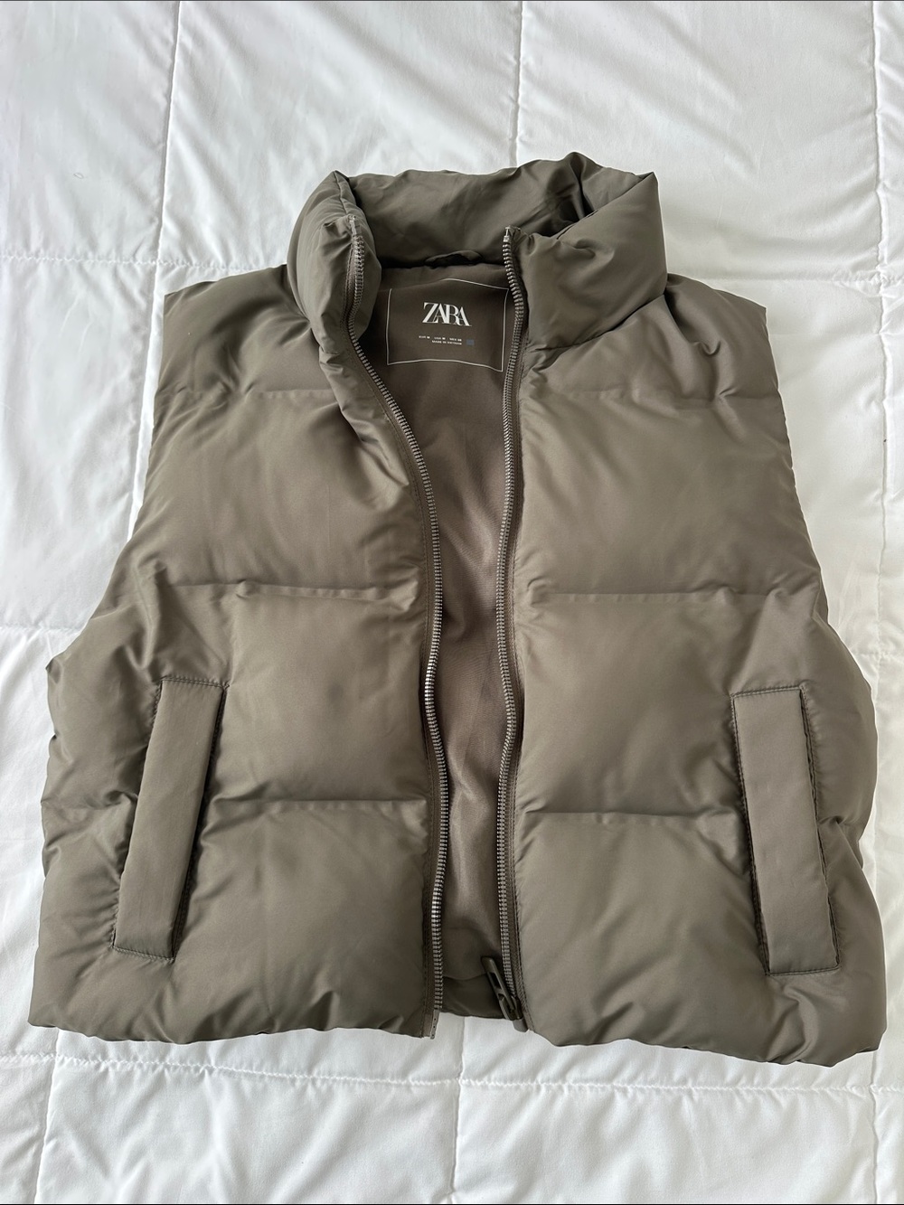 Zara olive green puffer vest